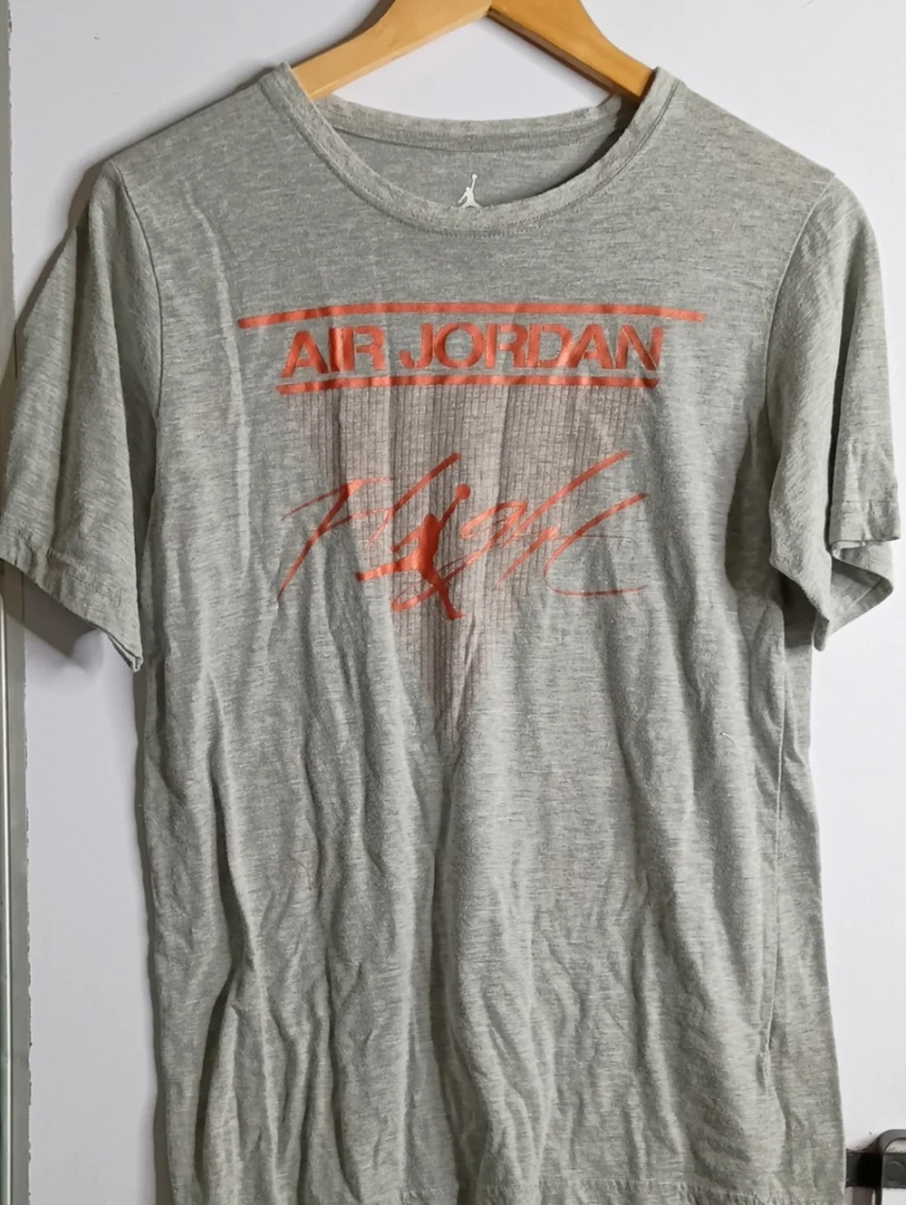 Jordan Light Gray Short Sleeve Tee with Orange Air Jordan Graphic
